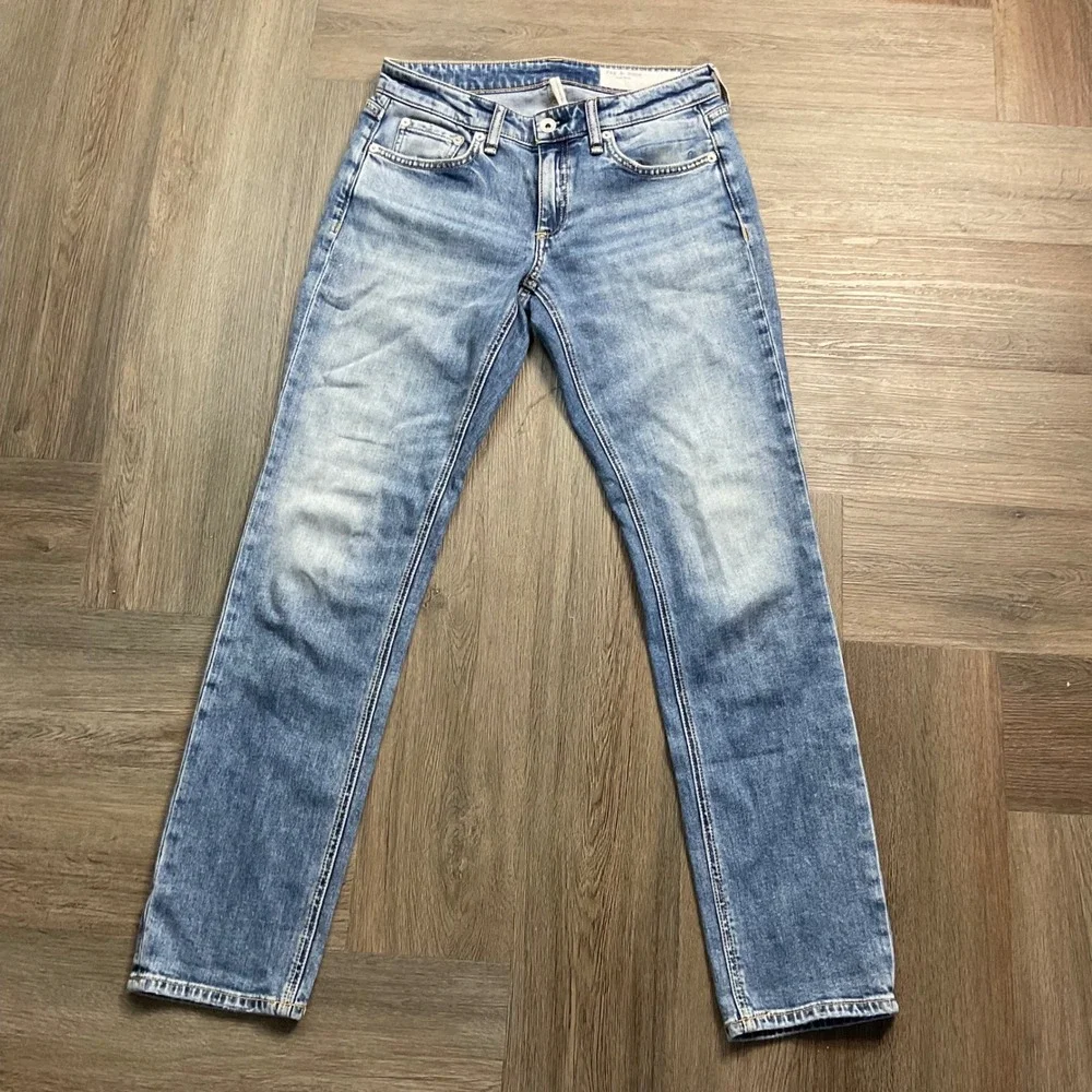 Rag & Bone Dre Low‎ Rise Slim Boyfriend Denim Jeans Blue Womens 24 Blue Boho Y2K